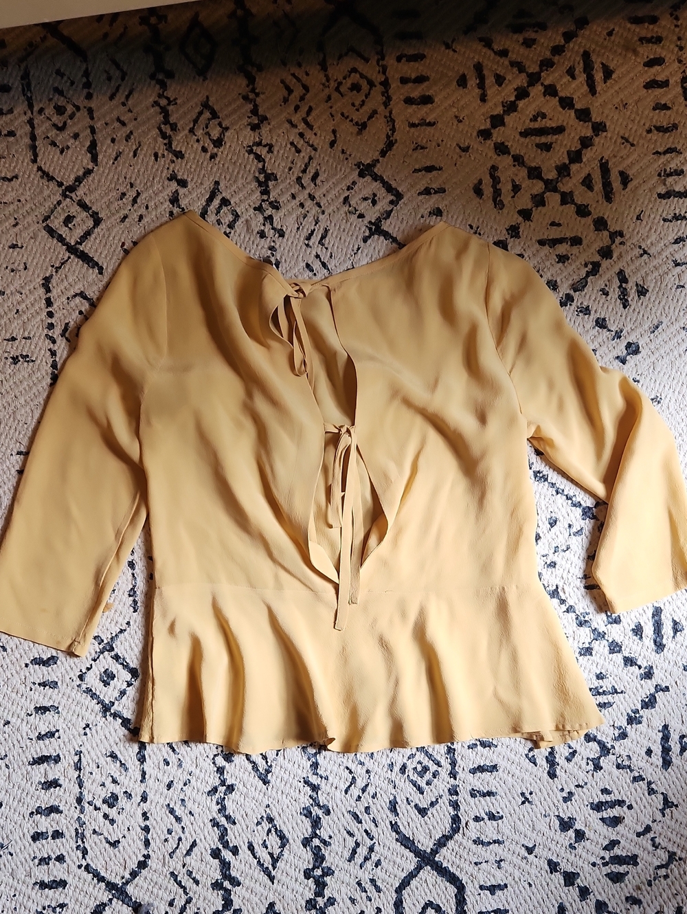 Joie Mustard Yellow Tie-Back Peplum Blouse - Women Tops